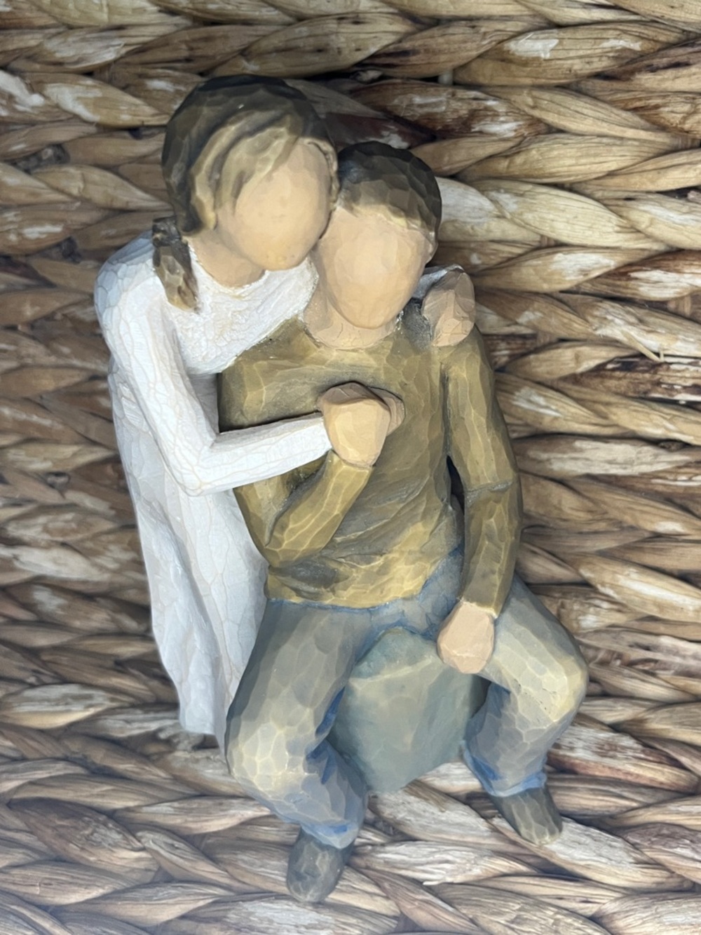 Willow Tree You & Me - Loving Embrace Figurine in White and Olive Green